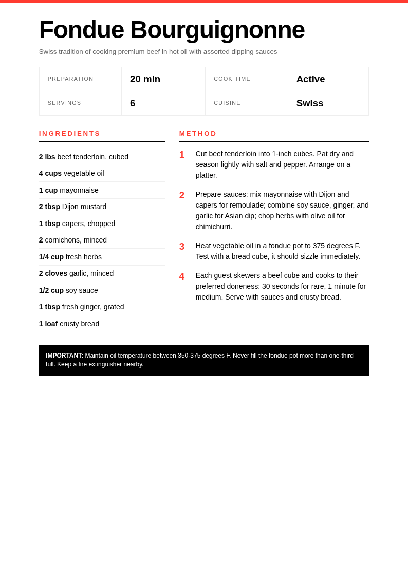 Swiss International Recipe With Grid Layout